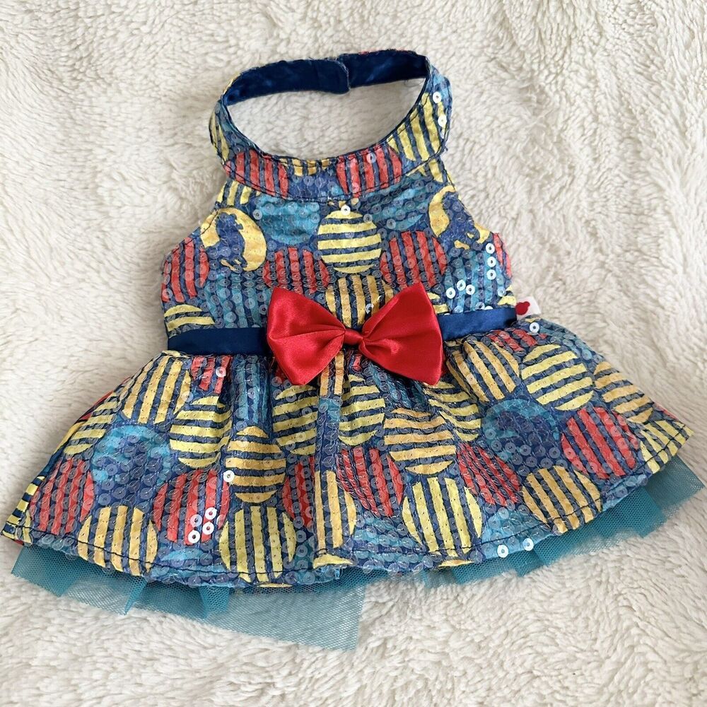 Build A Bear Lion King Nala Halter Dress Blue Yellow Red Clothing Accessory Bow